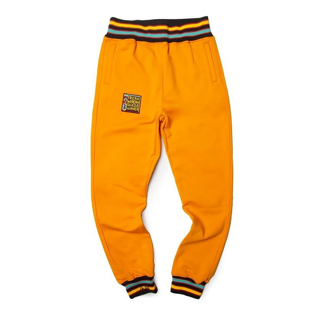 AACA Retro 90s Joggers HBCU Pride Sweatpants w/ Striped Cuffs, Gold